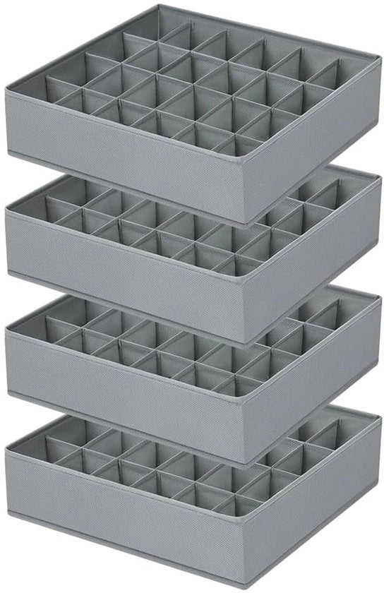 Organizzatore di Intimo Opvouwbaar 24 celle Système di Organizzazione della Vestiarium, Cassetti di Magazzino, Calze, Cravatte, Sostenitori, 4 Pezzi, Grigio