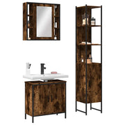 Set Mobili da Bagno 3 pz Rovere Fumo in Legno Multistrato