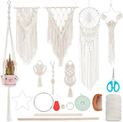 Set di macramé DIY 8 pezzi per principianti Ster set di cattura di sogni in macramé a mano Set di supporti per piante in macramé a mano per adulti Tappeto da parete in macramé con istruzioni Regalo di compleanno