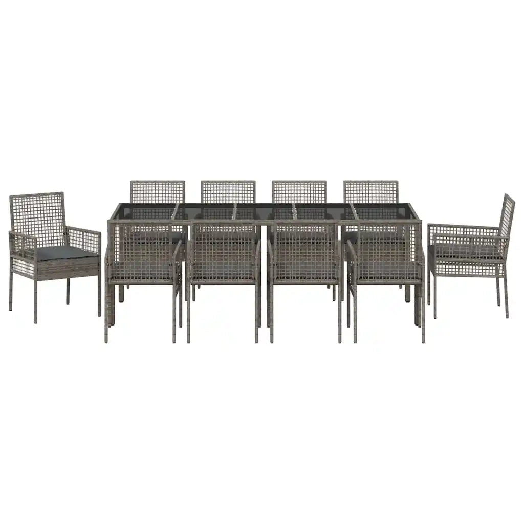 Set da Pranzo per Giardino 11 pcs Grigio polyrattan 3334878