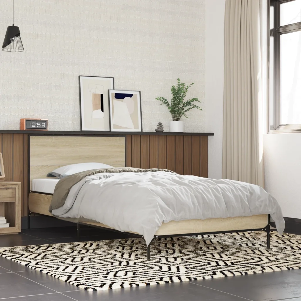 Giroletto Rovere Sonoma 90x200 cm Legno Multistrato e Metallo 845518