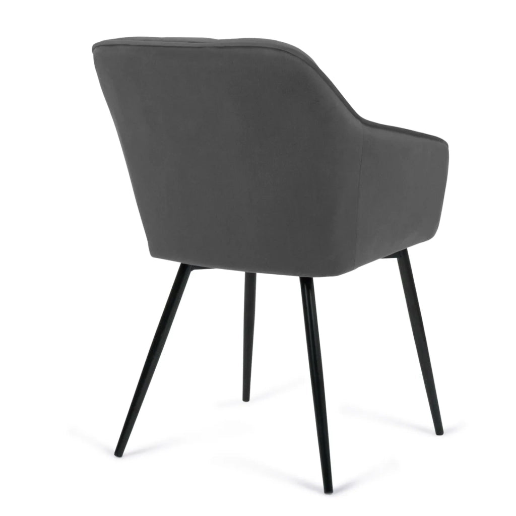 IDMarket - Set di 2 sedie MADY in velluto grigio con braccioli
