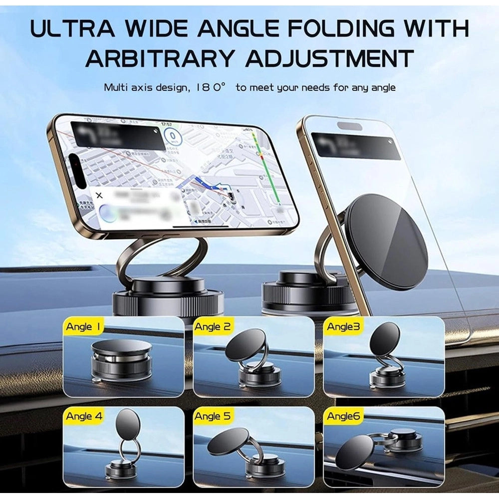Trade Shop - Supporto Auto Magnetico Smartphone Con Ventosa Aspira Magsafe Cerchio Girevole Rotazione -