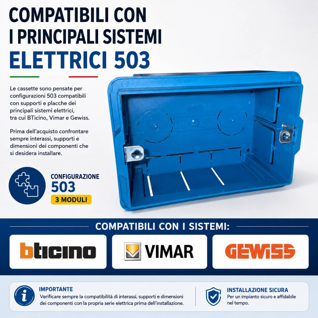 12 Cassette Incasso 503 3 Moduli 100 x 60 x 40 mm IP40