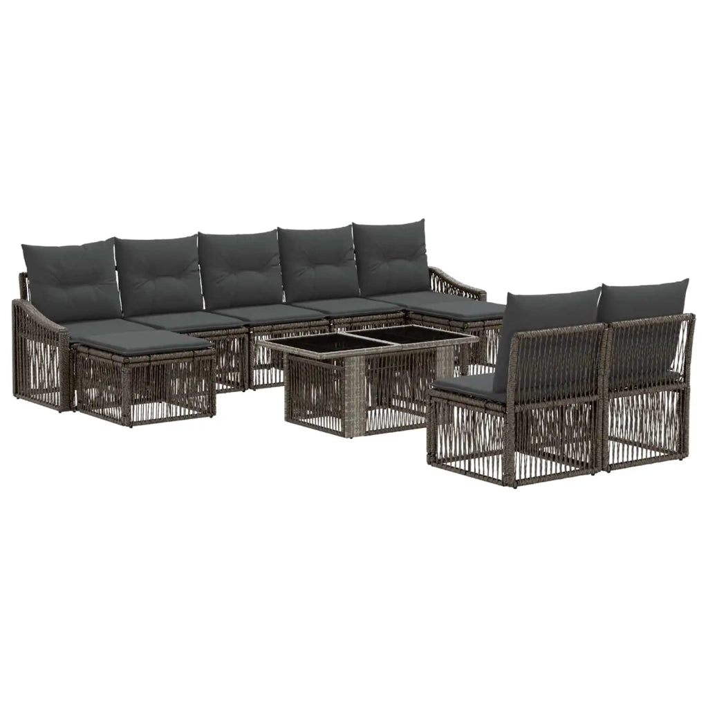 Set Divano da Giardino 10 pz Grigio e Grigio Scuro polyrattan 3437303