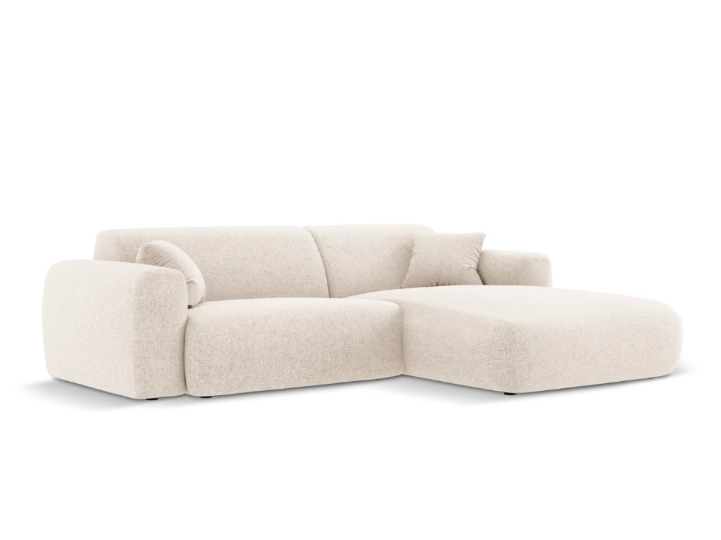Cosmopolitan Design - Divano angolare destro "Nolio" 4 posti in ciniglia beige chiaro 