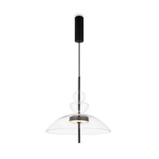 Maytoni Lampadario moderno Bangkok 1 luce LED integrato nero metallo trasparente vetro
