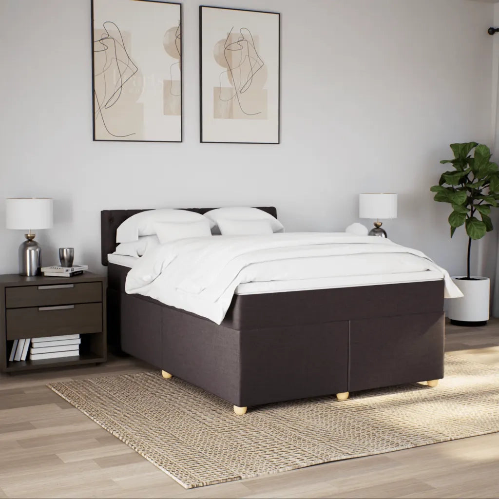 Giroletto a Molle con Materasso Marrone Scuro 160x200cm Tessuto 3289041