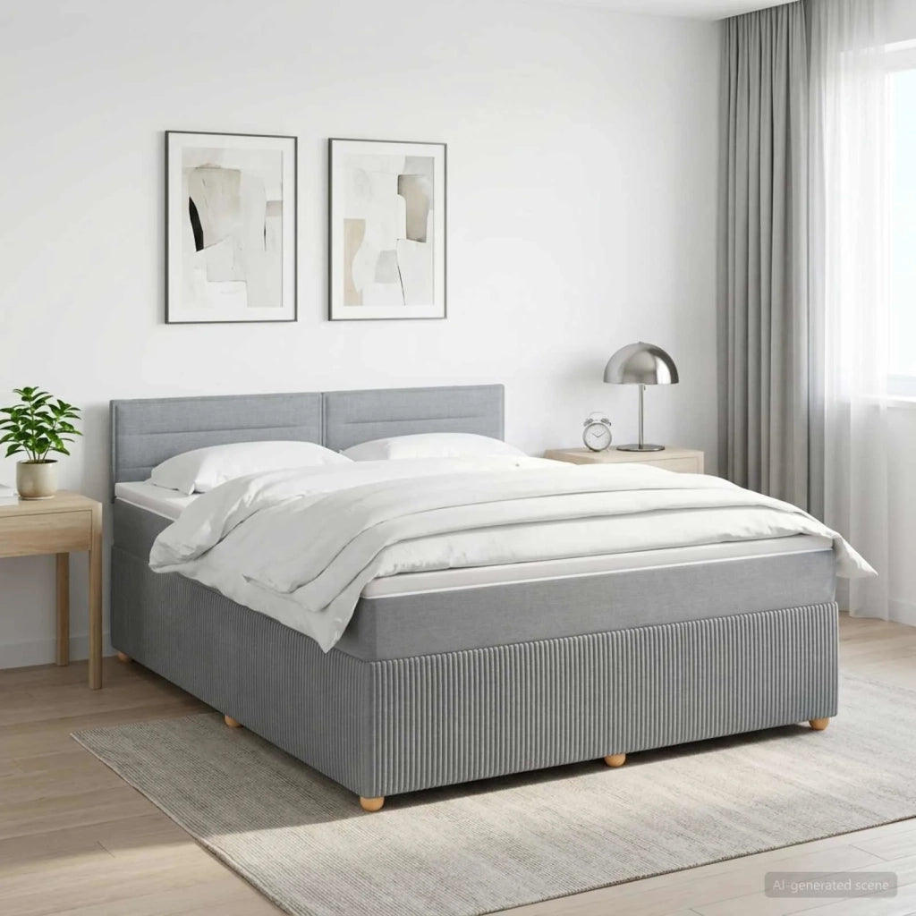 Letto box spring con materasso Grigio Chiaro 140 x 190 cm 3452918
