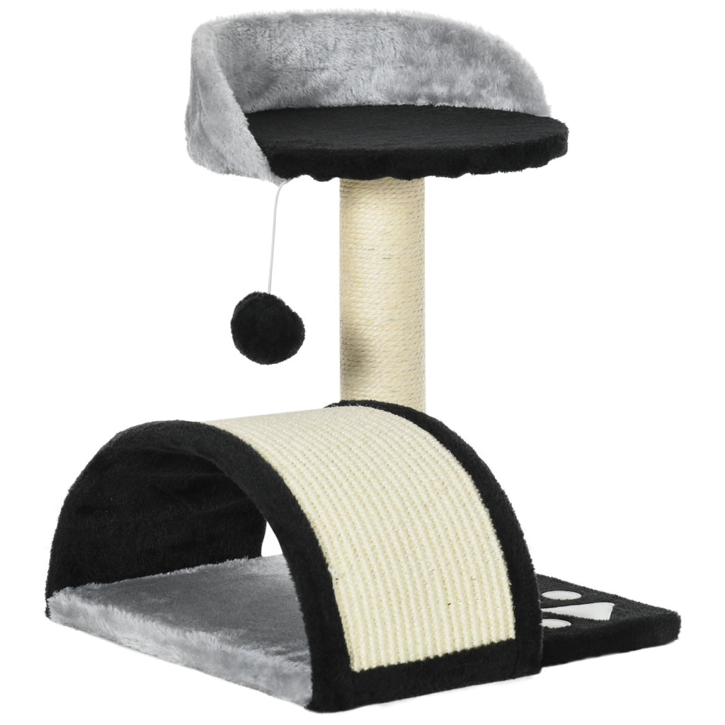 Albero tiragraffi per gatti con palla e piattaforma rialzata ¨C zephmum ¨C 46 cm nero