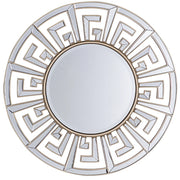 Specchio da parete dorato con cornice decorativa rotonda da 70 cm finitura lucida di ispirazione tribale geometrica