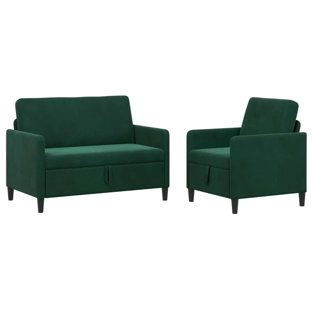 Set di Divani con Storage 2 pz Verde Scuro Poliestere 3429164