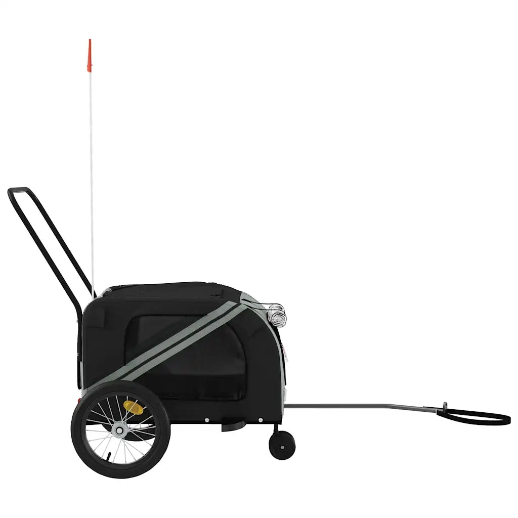 Rimorchio da Bici per Animali Grigio e Nero Oxford e Ferro 93895