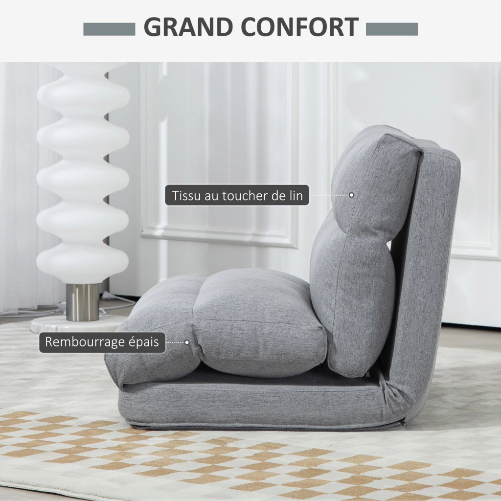 Letto imbottito reclinabile 90¡ã-180¡ã ¨C zephmum ¨C grigio 70x72x56 cm