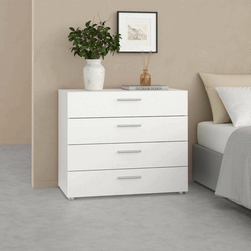 Cassettiera Arwen, Settimino multiuso, Comò camera da letto, Mobile con cassetti, 80x40 h68 cm, Bianco