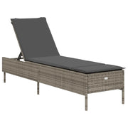 Lettino Prendisole | Sdraio da giardino | Lettino da sole con Cuscino Grigio in Polyrattan