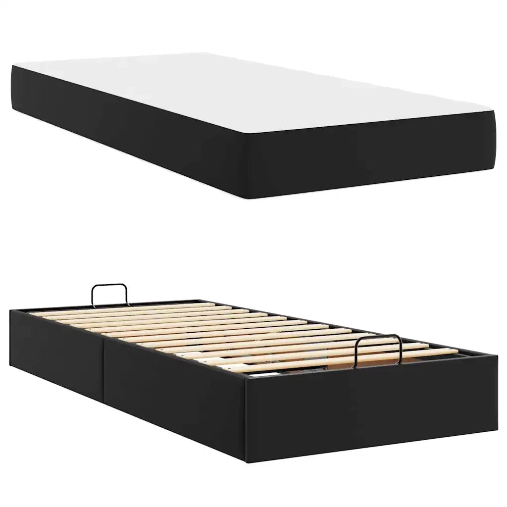 vidaXL Struttura letto con materasso Nero 90 x 190 cm Pelle sintetica