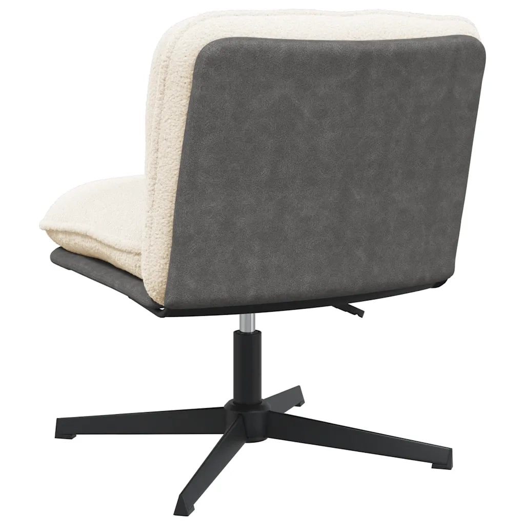 Sedia da Ufficio Girevole in Tessuto Riccio Crema Effetto Lana 4105384
