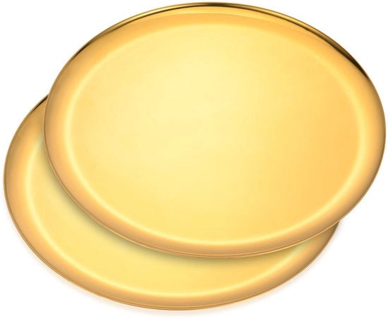 Due pezzi di scala a forma rotonda in acciaio inox dorato, grande scala per gioielli e cosmetici, servizio per portare e presentazione, diametro 28 cm