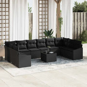 Set Divano da Giardino con archiviazione Nero polyrattan 3355582