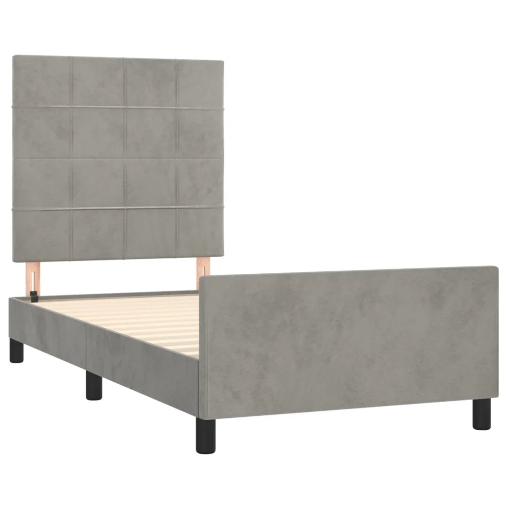 Giroletto con Testiera Grigio Chiaro 100x200 cm in Velluto cod mxl 61995
