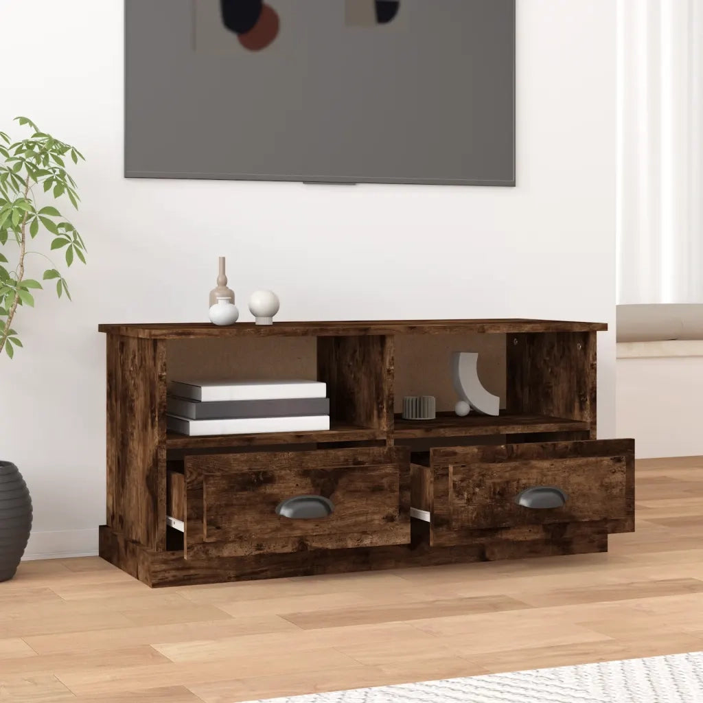 Mobile Porta TV Rovere Fumo 93x35,5x45 cm in Legno Multistrato 816469