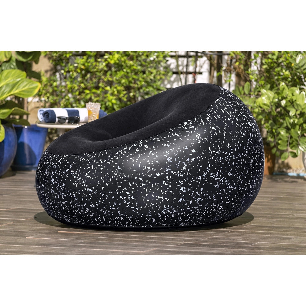 Trade Shop - Poltrona Pouf Gonfiabile 112x112x66cm Superficie Vellutata Design Macchiettato Casa Giardino -