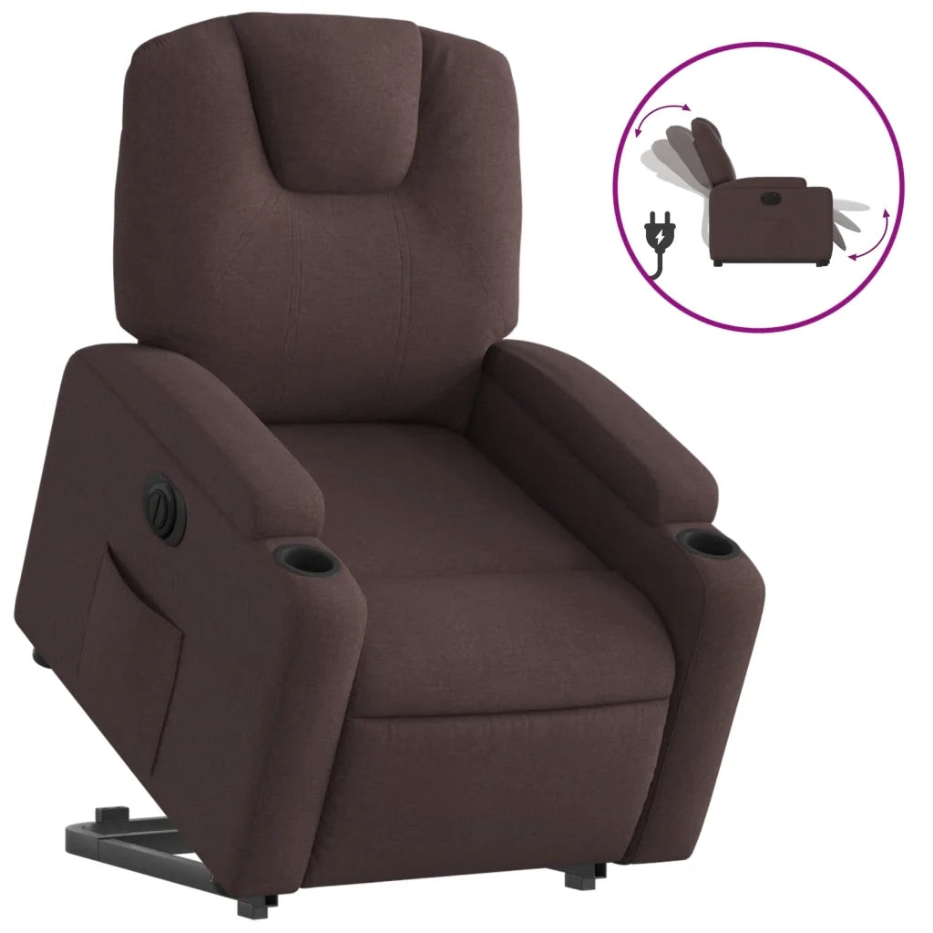 Poltrona Alzapersona Reclinante Elettrica Marrone Scuro Tessuto 3204397