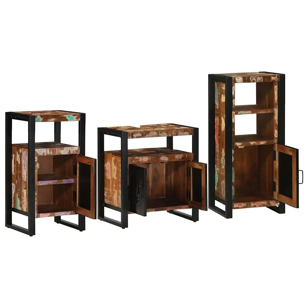 vidaXL Set di mobili per il bagno 3 pcs Legno massello riciclato