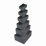 Trade Shop - Set 6 Pz Scatola In Tessuto Organizer Scaffali Porta Oggetti Grigio Scuro 79068 -
