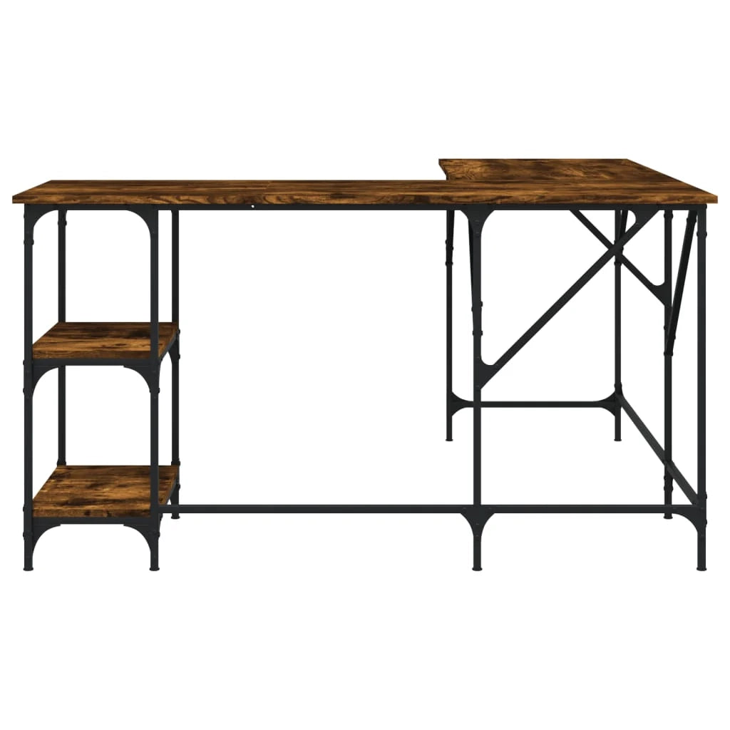 Scrivania da ufficio postazione di lavoro mobile per computer studio rovere affumicato 139 x 139 x 75 cm legno ingegnerizzato marrone 02_0023575