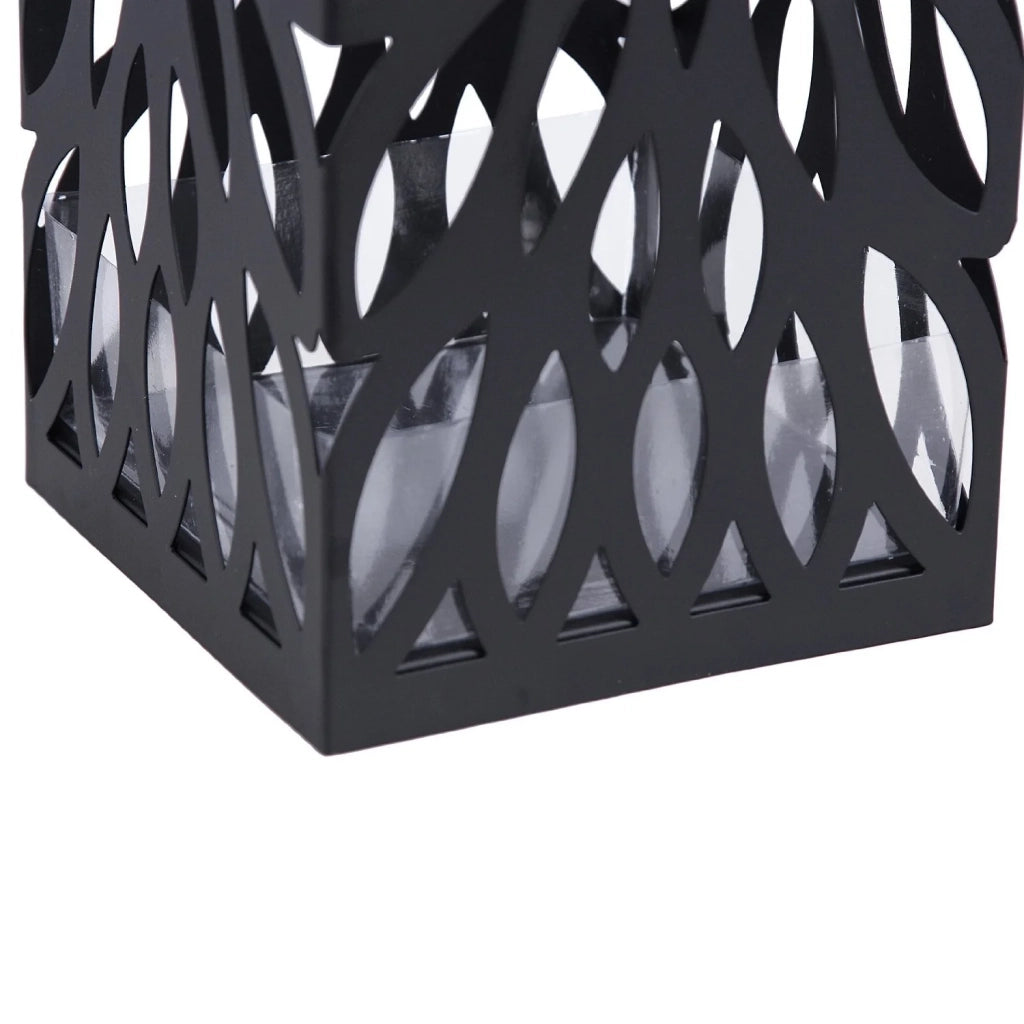 Portaombrelli quadrato in metallo con vassoio e gancio 49 cm nero 3512026