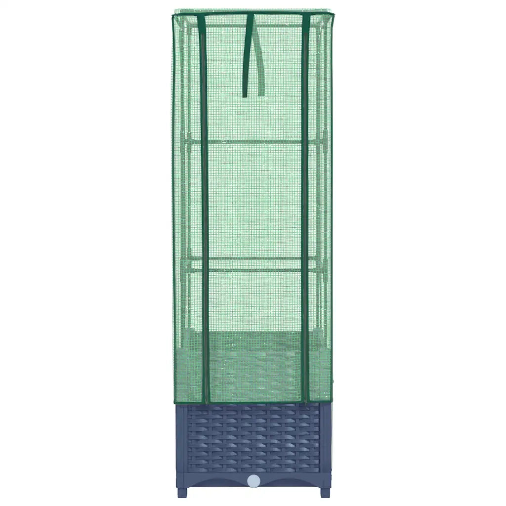 Letto Rialzato con Copertura Serra Effetto Rattan 40x40x139 cm 4015827