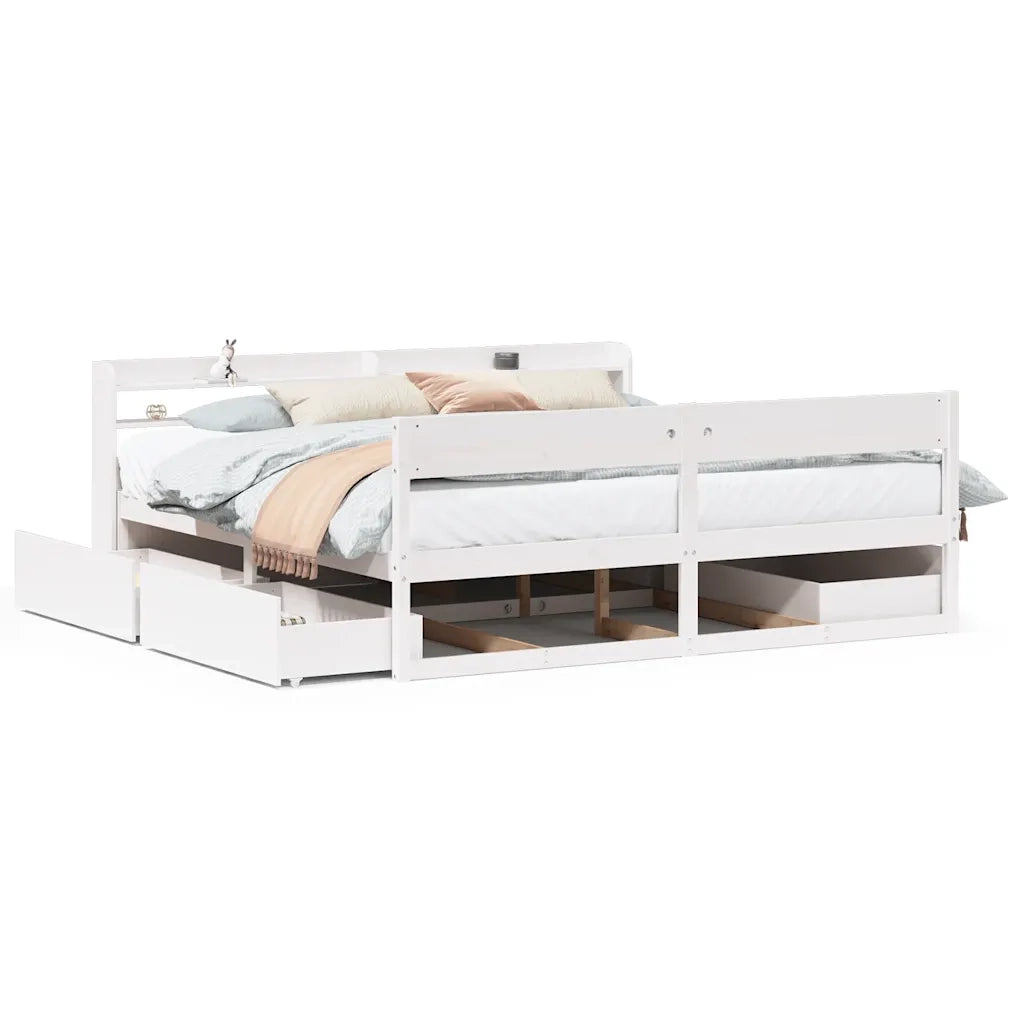 vidaXL Giroletto senza Materasso Bianco 200x200 cm Legno Massello Pino