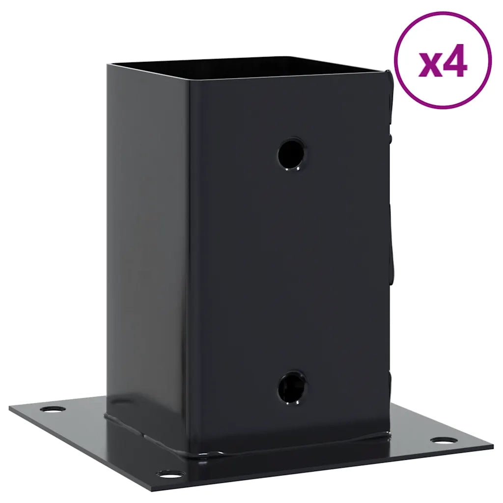 Basi per Pali Quadrati 4 pz 81x81 mm Acciaio Verniciato Polvere 42000026