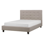 Letto imbottito tessuto grigio chiaro rete a doghe testiera trapuntata 140 x 200 cm