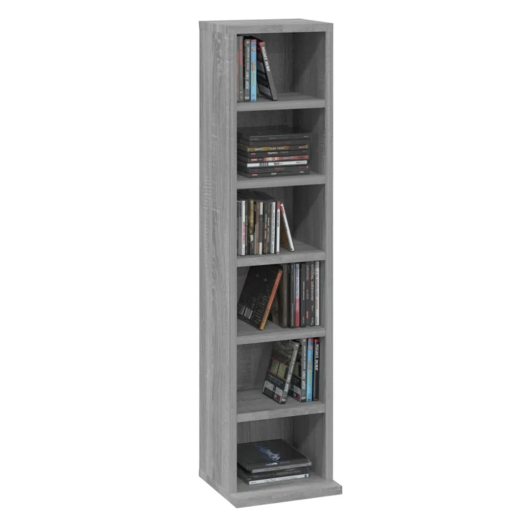 Mobile Porta CD Grigio Sonoma 21x20x88 cm in Legno Multistrato 815073