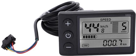Contatore di Velocità Elettrico per Bicicletta - 24V 36V 48V Pannello di Controllo per Scooter Elettrico con Display LCD e Connettore SM