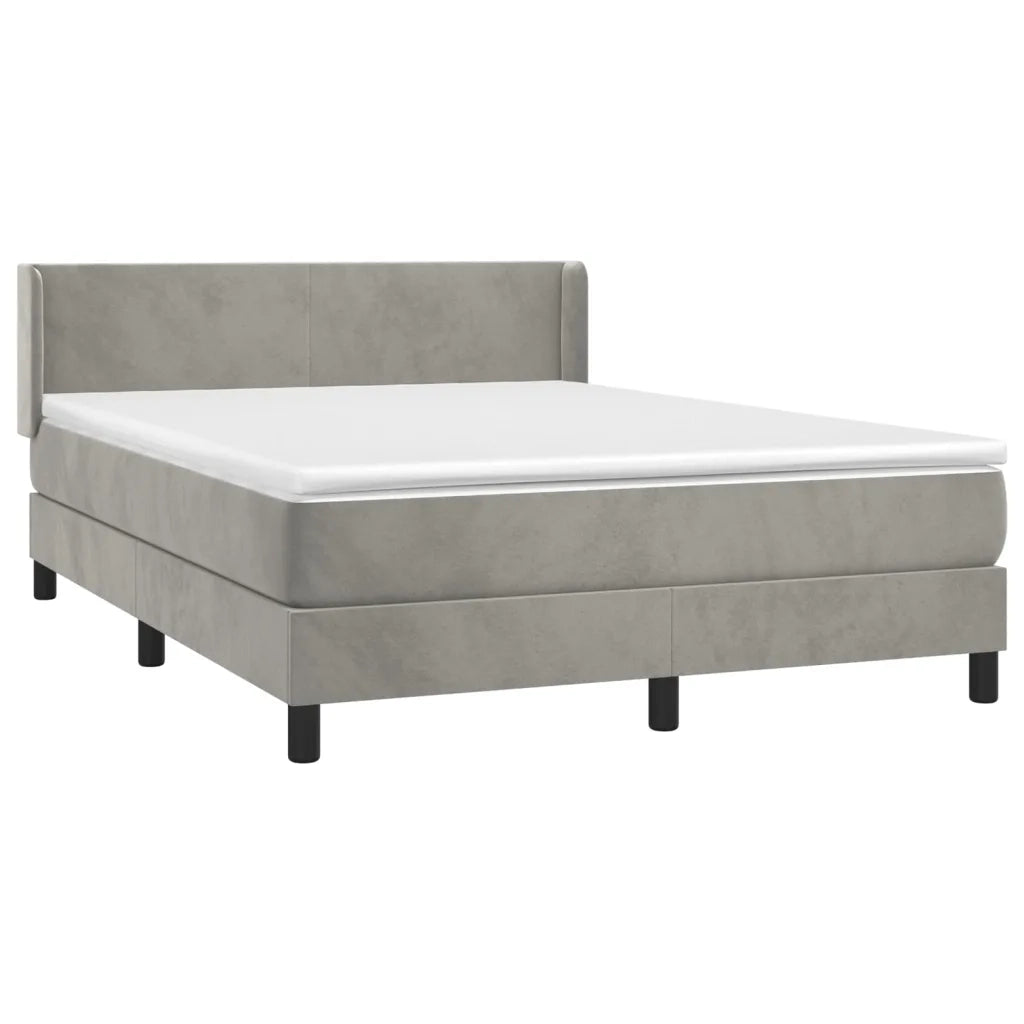 Giroletto a Molle con Materasso Grigio Chiaro 140x200cm Velluto