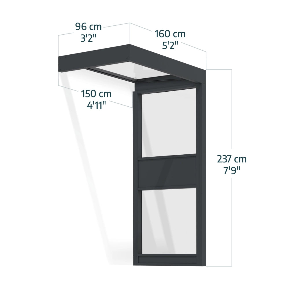 Canopia Sophia Pensilina Da Esterno 160X95 cm + Parete laterale Grigio / Trasparente