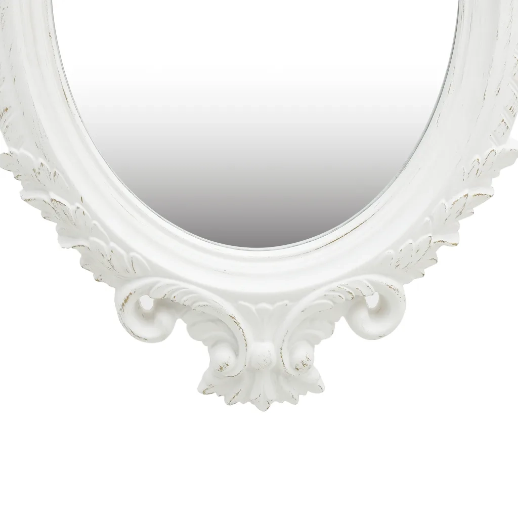 Specchio da Parete Stile Castello-Specchio a Muro-Specchio Decorativo 56x76 cm Bianco
