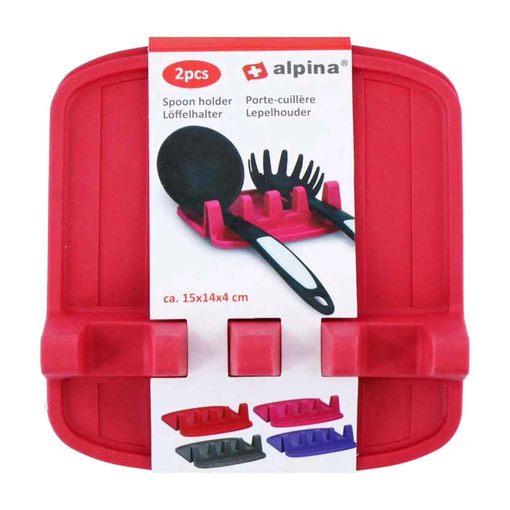 Porta cucchiaio compatto in silicone antiscivolo 15x14 cm Rosso Alpina