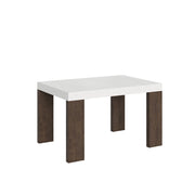 Tavolo Allungabile 130/390x90x77 cm Roxell Mix piano Bianco Frassino gambe Noce