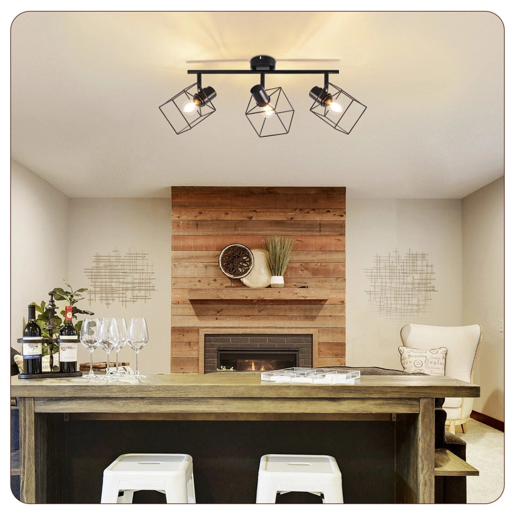 ZMH Faretto da soffitto 3 fiamme orientabile 350° lampada da soffitto vintage in metallo soggiorno