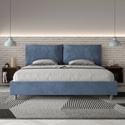Letto imbottito Matrimoniale 200x200 cm Large - Con rete,Microfibra,Blu