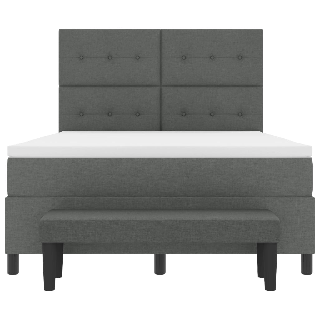 Letto con Rete a Molle e Materasso & Panca Grigio Scuro 140x190 cm Tessuto