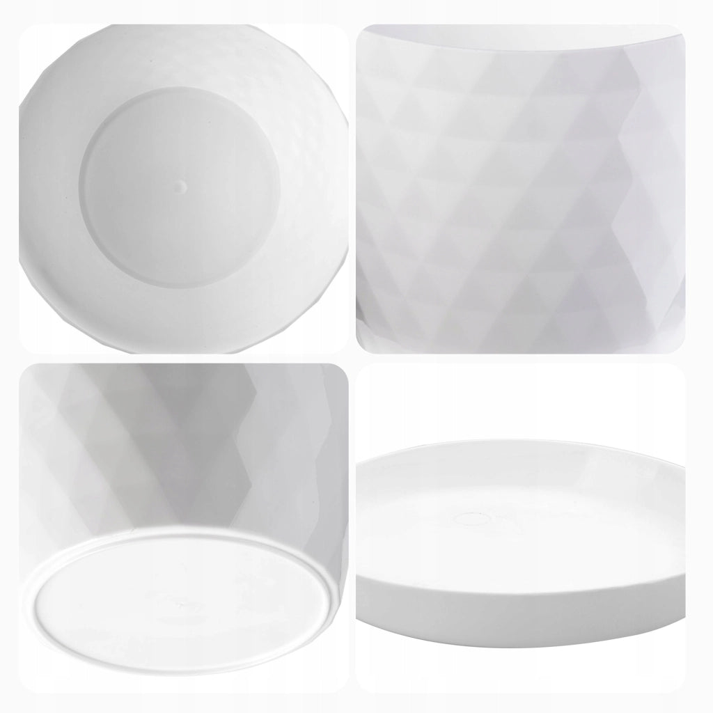 Vaso da fiori KADAX, fioriera, coperchio, 25 cm, supporto per fiori, plastica bianca, 3 pezzi.