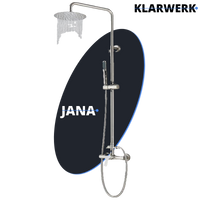 JANA | Set pioggia premium in acciaio inox spazzolato | Miscelatore doccia di design | Miscelatore doccia completo di doccetta