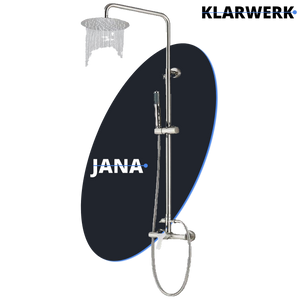JANA | Set pioggia premium in acciaio inox spazzolato | Miscelatore doccia di design | Miscelatore doccia completo di doccetta