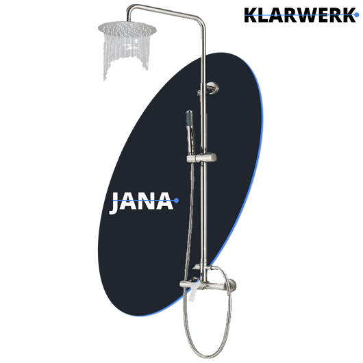 JANA | Set pioggia premium in acciaio inox spazzolato | Miscelatore doccia di design | Miscelatore doccia completo di doccetta